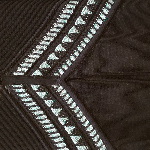 Shoshanna Black Embroidered Knit Illusion V-neck Dress Size S - Picture 4 of 8